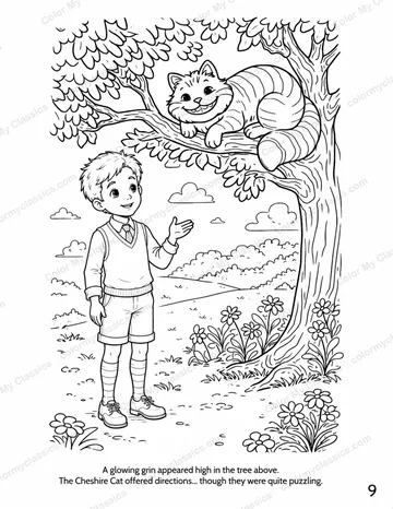 Interior sample page 4 from the personalized Alice in Wonderland boy edition coloring book