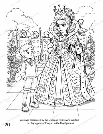 Interior sample page 6 from the personalized Alice in Wonderland boy edition coloring book