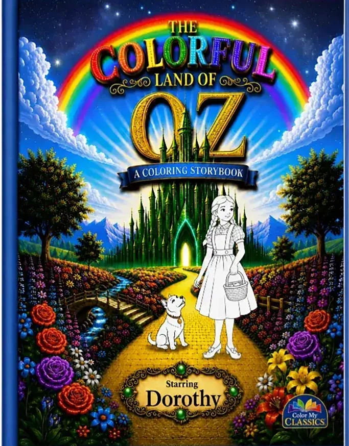 Personalized Wizard of Oz coloring book — custom cover for kids