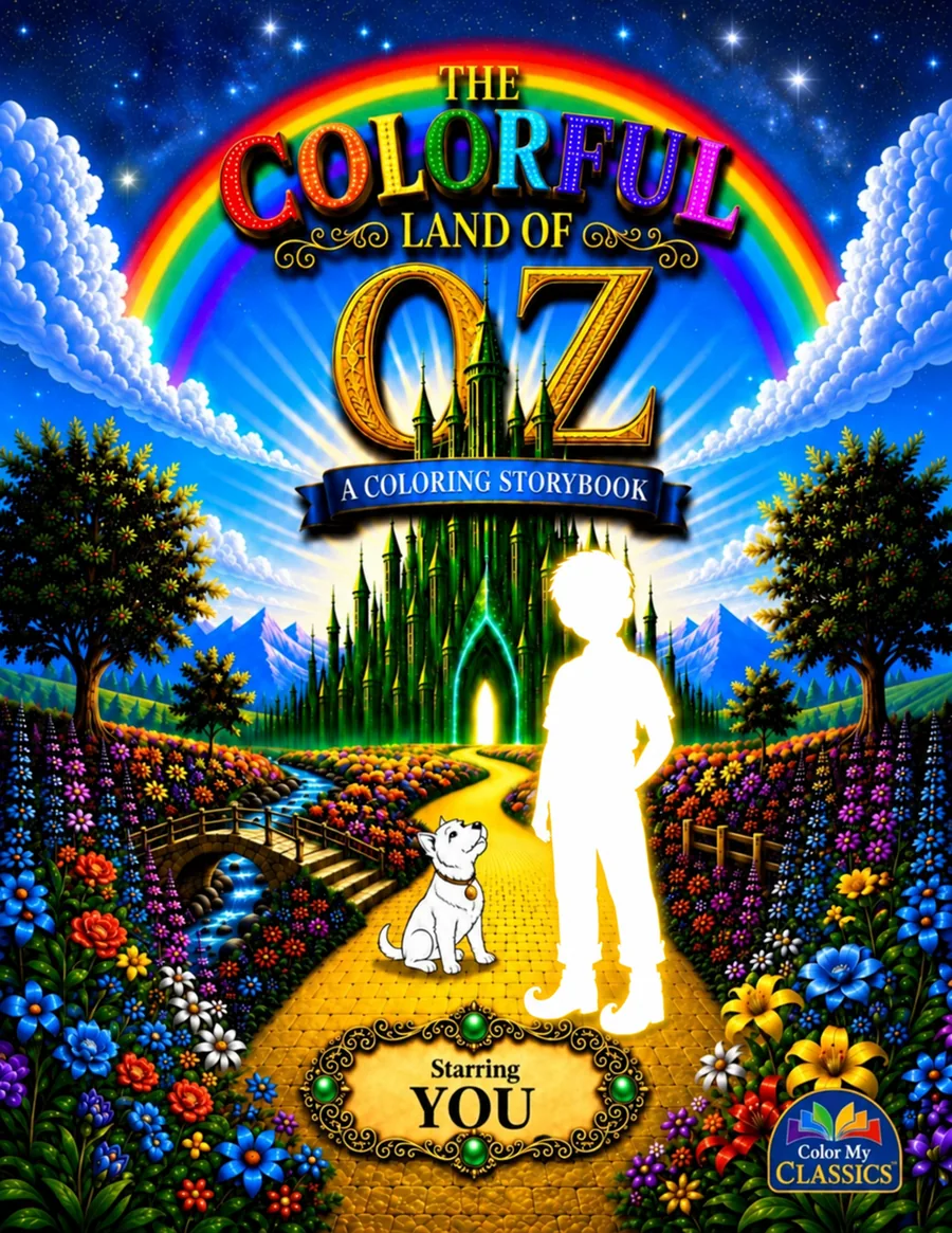 The Colorful Land of Oz boy edition — personalized coloring book cover starring your child