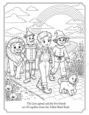 Interior sample page 4 from the personalized Wizard of Oz boy edition coloring book